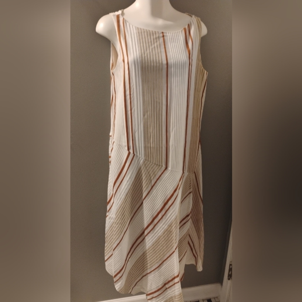 Women's Lafayette 148 Arabella Asymmetric Dress Stripe Medium Sleeveless